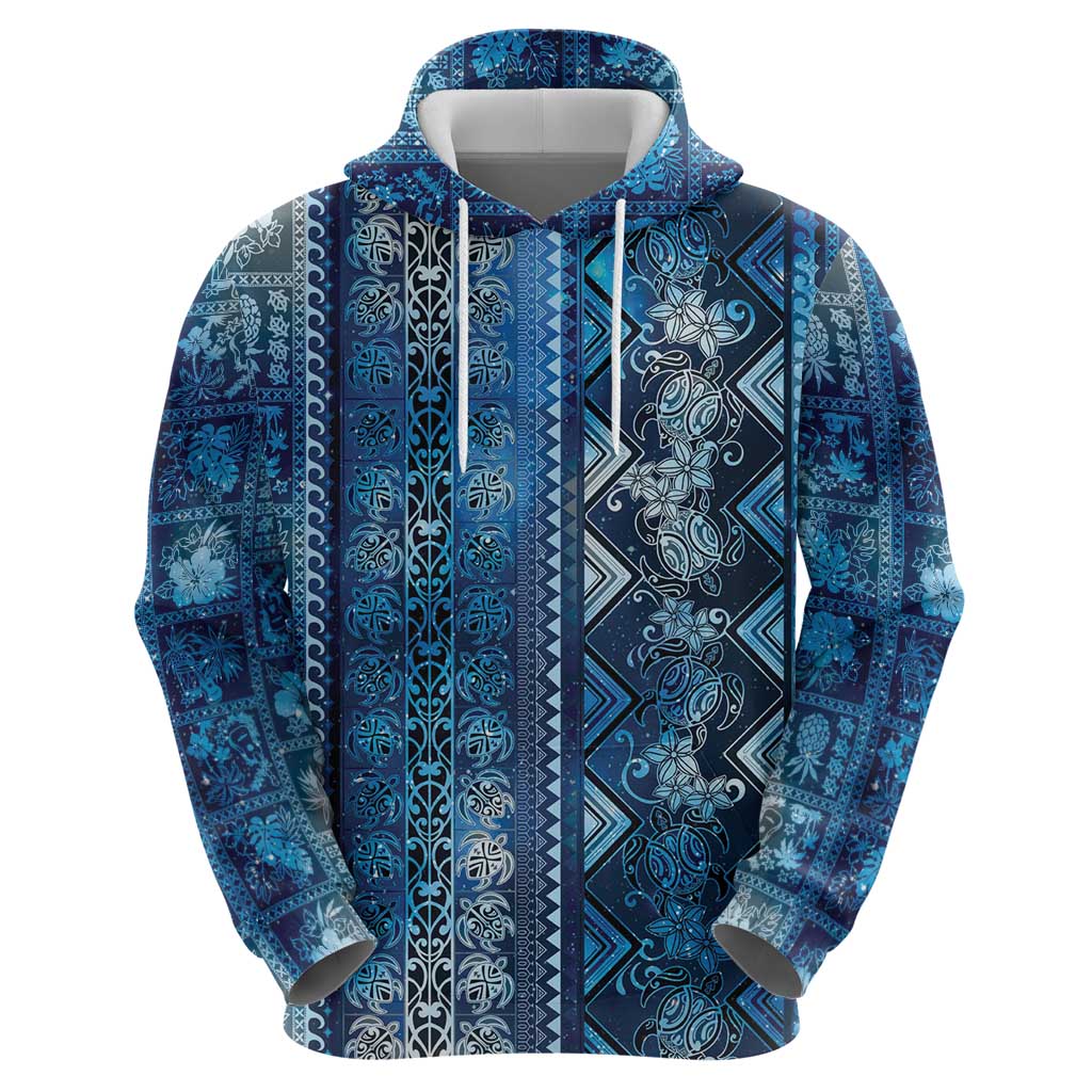 Hawaii Makahiki Turtle Zip Hoodie Galaxy Tapa Pattern LT05 - Polynesian Pride