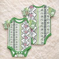 Hawaii Makahiki Turtle Baby Onesie Green Tapa Pattern LT05 - Polynesian Pride