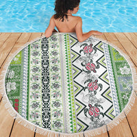 Hawaii Makahiki Turtle Beach Blanket Green Tapa Pattern LT05 - Polynesian Pride