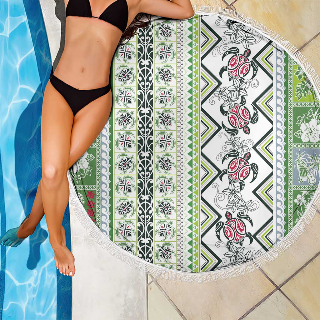 Hawaii Makahiki Turtle Beach Blanket Green Tapa Pattern LT05 - Polynesian Pride