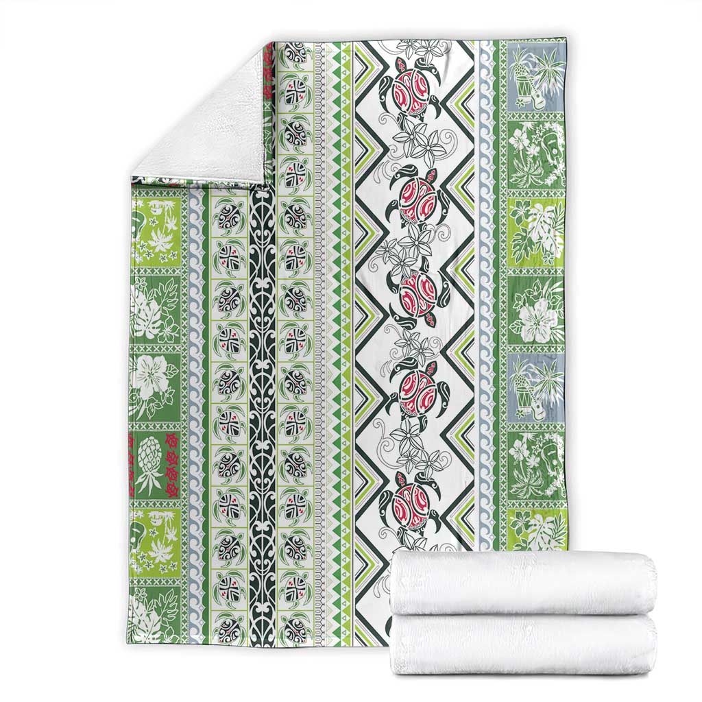 Hawaii Makahiki Turtle Blanket Green Tapa Pattern LT05 - Polynesian Pride