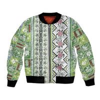 Hawaii Makahiki Turtle Bomber Jacket Green Tapa Pattern LT05 Unisex Green - Polynesian Pride