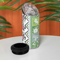Hawaii Makahiki Turtle 4 in 1 Can Cooler Tumbler Green Tapa Pattern - Polynesian Pride
