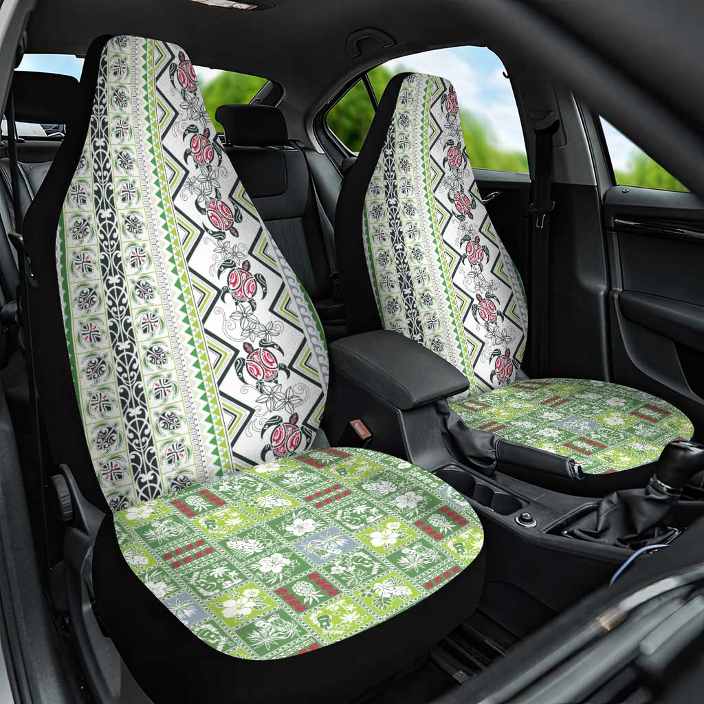 Hawaii Makahiki Turtle Car Seat Cover Green Tapa Pattern - Polynesian Pride