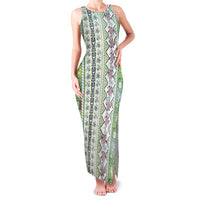 Hawaii Makahiki Turtle Family Matching Tank Maxi Dress and Hawaiian Shirt Green Tapa Pattern LT05 Mom's Dress Green - Polynesian Pride