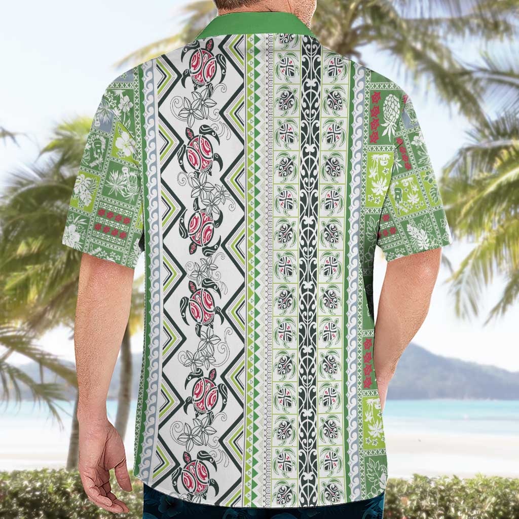 Hawaii Makahiki Turtle Hawaiian Shirt Green Tapa Pattern - Polynesian Pride