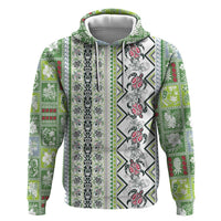 Hawaii Makahiki Turtle Hoodie Green Tapa Pattern - Polynesian Pride