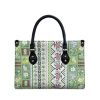 Hawaii Makahiki Turtle Leather Bag Green Tapa Pattern - Polynesian Pride