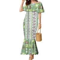 Hawaii Makahiki Turtle Mermaid Dress Green Tapa Pattern LT05 Women Green - Polynesian Pride