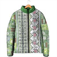 Hawaii Makahiki Turtle Padded Jacket Green Tapa Pattern - Polynesian Pride