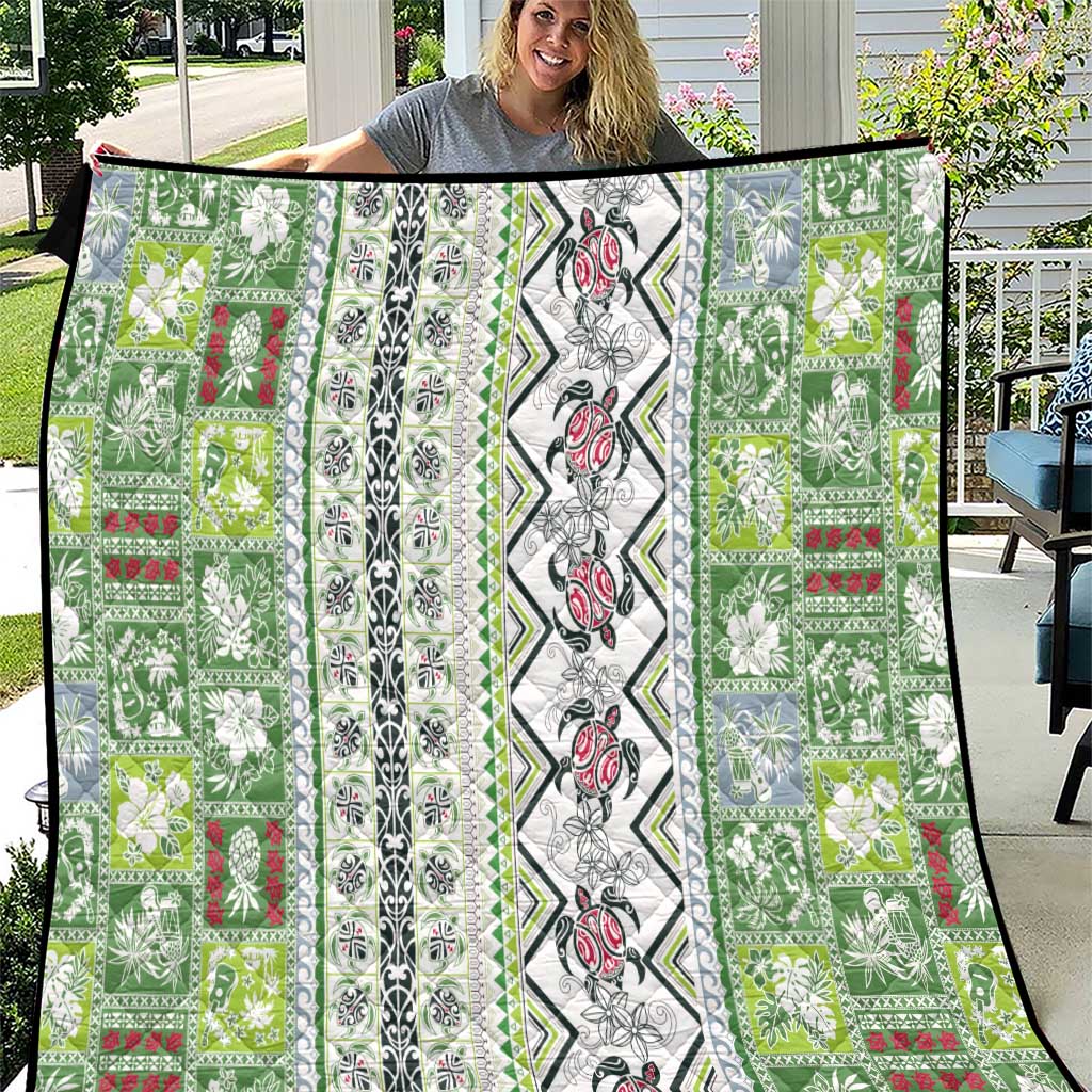 Hawaii Makahiki Turtle Quilt Green Tapa Pattern - Polynesian Pride