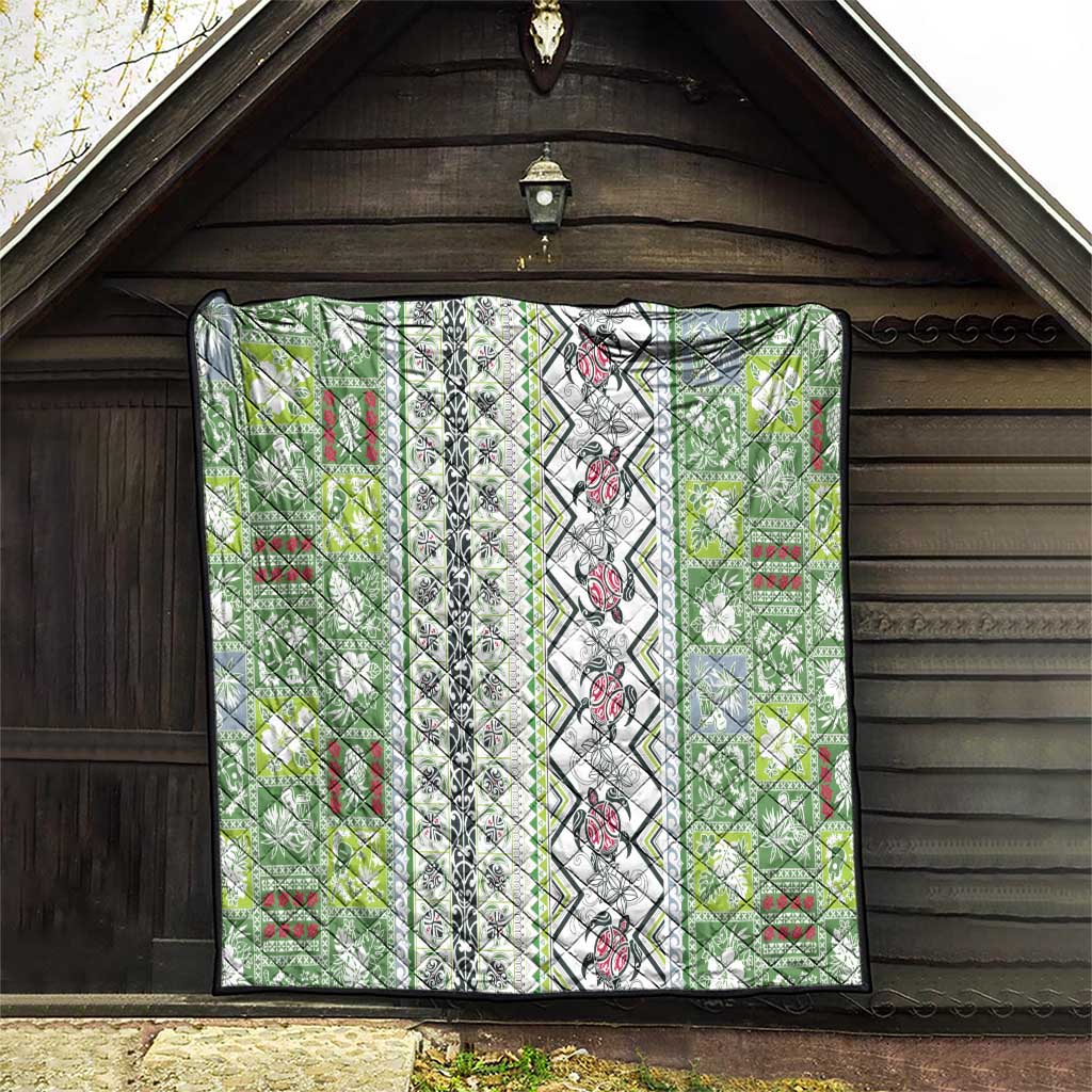 Hawaii Makahiki Turtle Quilt Green Tapa Pattern - Polynesian Pride
