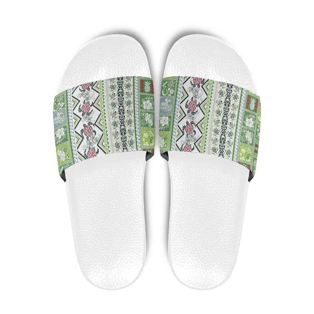 Hawaii Makahiki Turtle Slide Sandals Green Tapa Pattern LT05 Green - Polynesian Pride