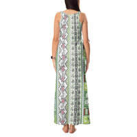 Hawaii Makahiki Turtle Tank Maxi Dress Green Tapa Pattern LT05 - Polynesian Pride