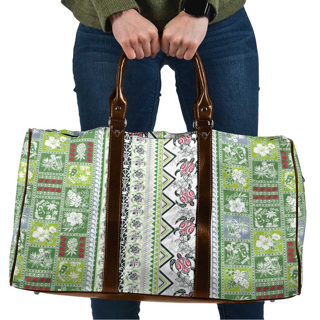 Hawaii Makahiki Turtle Travel Bag Green Tapa Pattern - Polynesian Pride