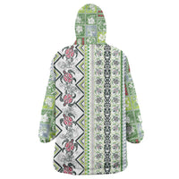 Hawaii Makahiki Turtle Wearable Blanket Hoodie Green Tapa Pattern LT05 - Polynesian Pride