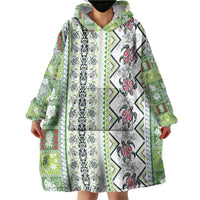 Hawaii Makahiki Turtle Wearable Blanket Hoodie Green Tapa Pattern LT05 - Polynesian Pride
