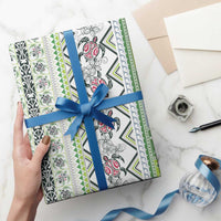 Hawaii Makahiki Turtle Wrapping Paper Green Tapa Pattern - Polynesian Pride