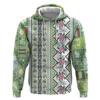 Hawaii Makahiki Turtle Zip Hoodie Green Tapa Pattern LT05 Pullover Hoodie Green - Polynesian Pride