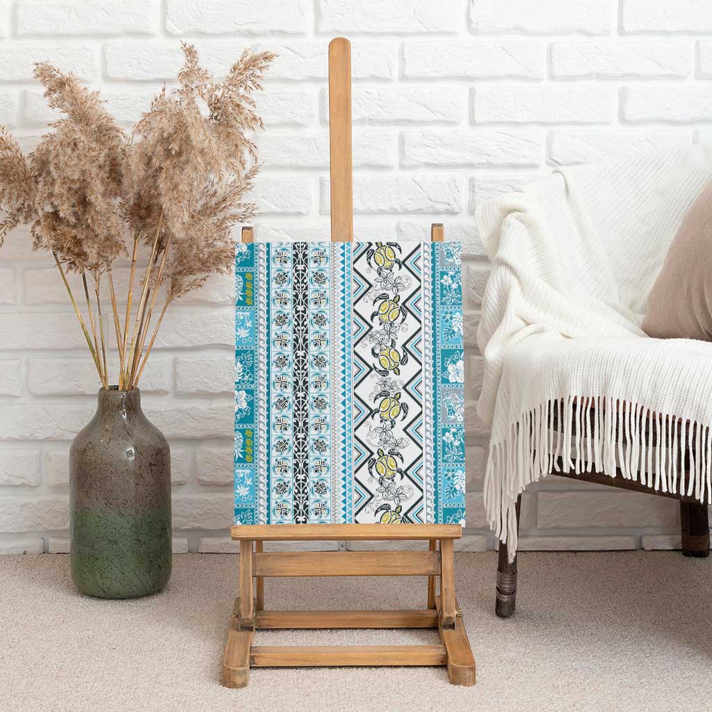 Hawaii Makahiki Turtle Canvas Wall Art Blue Tapa Pattern LT05 - Polynesian Pride