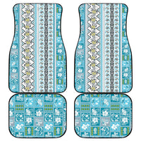 Hawaii Makahiki Turtle Car Mats Blue Tapa Pattern - Polynesian Pride