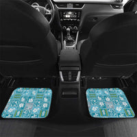 Hawaii Makahiki Turtle Car Mats Blue Tapa Pattern - Polynesian Pride