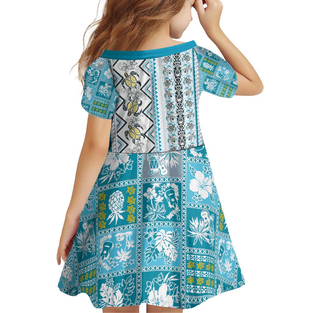 Hawaii Makahiki Turtle Family Matching Puletasi and Hawaiian Shirt Blue Tapa Pattern - Polynesian Pride