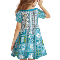 Hawaii Makahiki Turtle Family Matching Summer Maxi Dress and Hawaiian Shirt Blue Tapa Pattern - Polynesian Pride