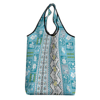 Hawaii Makahiki Turtle Grocery Bag Blue Tapa Pattern - Polynesian Pride