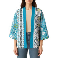 Hawaii Makahiki Turtle Kimono Blue Tapa Pattern - Polynesian Pride