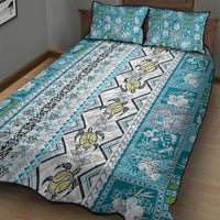 Hawaii Makahiki Turtle Quilt Bed Set Blue Tapa Pattern - Polynesian Pride