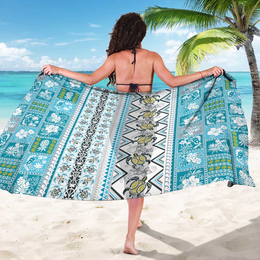Hawaii Makahiki Turtle Sarong Blue Tapa Pattern - Polynesian Pride