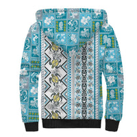 Hawaii Makahiki Turtle Sherpa Hoodie Blue Tapa Pattern LT05 - Polynesian Pride