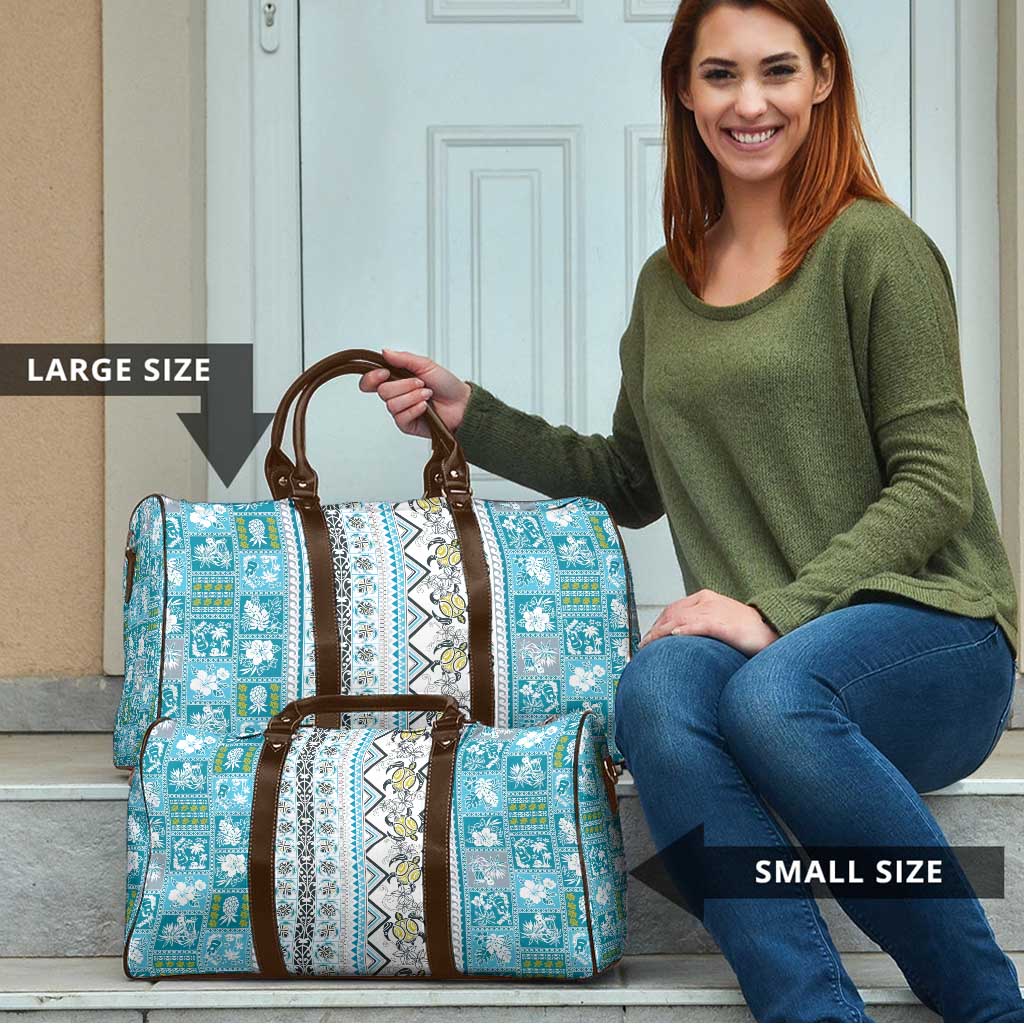Hawaii Makahiki Turtle Travel Bag Blue Tapa Pattern - Polynesian Pride