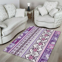 Hawaii Makahiki Turtle Area Rug Violet Tapa Pattern - Polynesian Pride