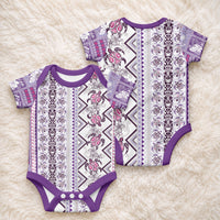 Hawaii Makahiki Turtle Baby Onesie Violet Tapa Pattern LT05 - Polynesian Pride