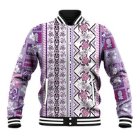 Hawaii Makahiki Turtle Baseball Jacket Violet Tapa Pattern - Polynesian Pride
