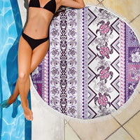 Hawaii Makahiki Turtle Beach Blanket Violet Tapa Pattern LT05 - Polynesian Pride