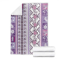 Hawaii Makahiki Turtle Blanket Violet Tapa Pattern LT05 - Polynesian Pride