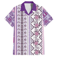 Hawaii Makahiki Turtle Family Matching Long Sleeve Bodycon Dress and Hawaiian Shirt Violet Tapa Pattern LT05 Dad's Shirt - Short Sleeve Violet - Polynesian Pride