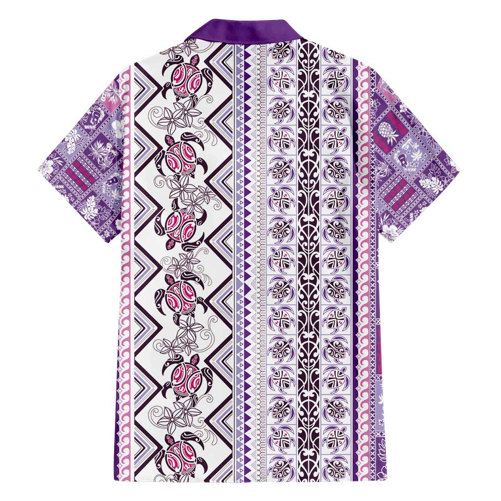 Hawaii Makahiki Turtle Hawaiian Shirt Violet Tapa Pattern - Polynesian Pride