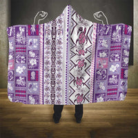 Hawaii Makahiki Turtle Hooded Blanket Violet Tapa Pattern LT05 - Polynesian Pride