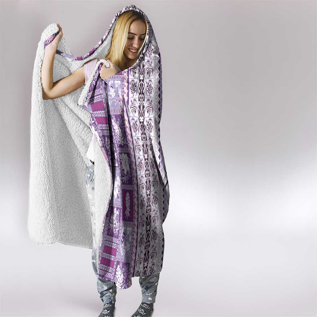 Hawaii Makahiki Turtle Hooded Blanket Violet Tapa Pattern LT05 - Polynesian Pride