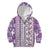 Hawaii Makahiki Turtle Kid Hoodie Violet Tapa Pattern - Polynesian Pride