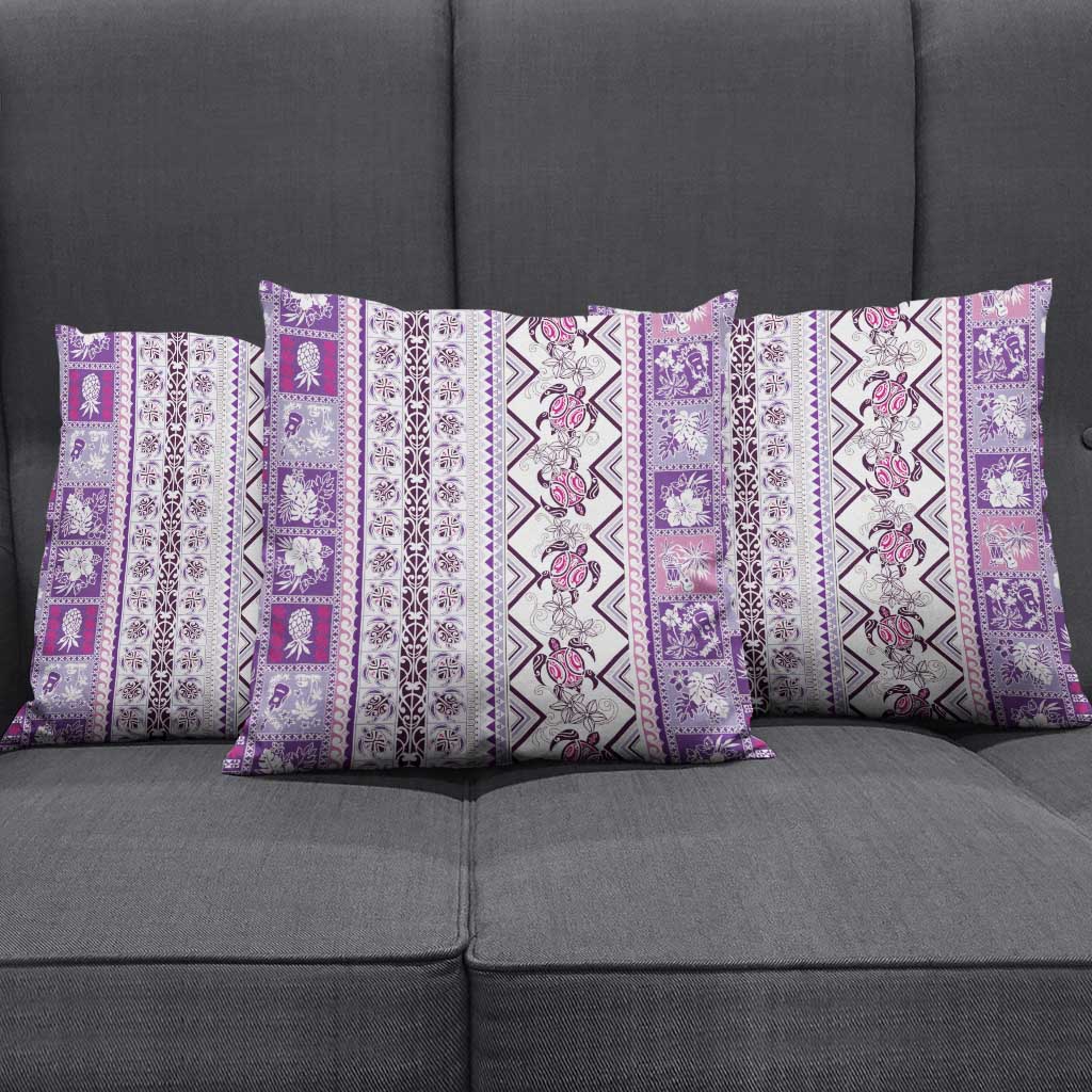 Hawaii Makahiki Turtle Pillow Cover Violet Tapa Pattern LT05 - Polynesian Pride