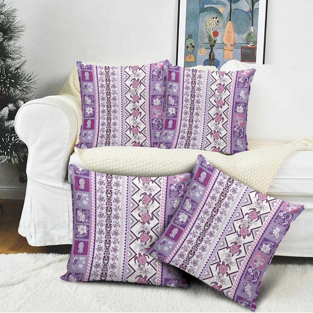 Hawaii Makahiki Turtle Pillow Cover Violet Tapa Pattern LT05 - Polynesian Pride