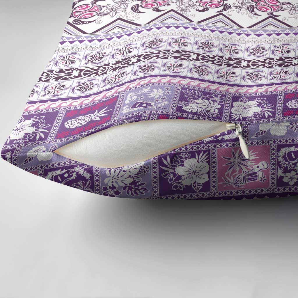 Hawaii Makahiki Turtle Pillow Cover Violet Tapa Pattern LT05 - Polynesian Pride