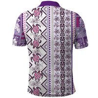Hawaii Makahiki Turtle Polo Shirt Violet Tapa Pattern - Polynesian Pride