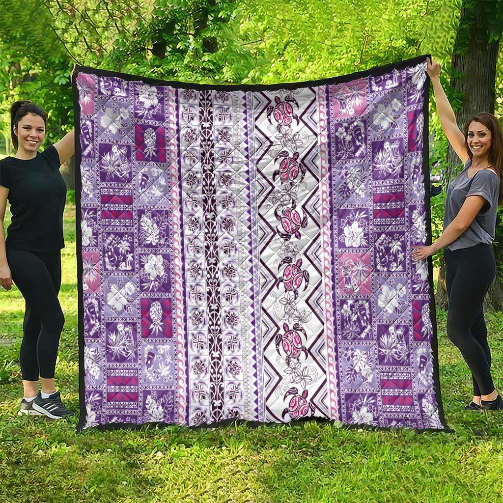 Hawaii Makahiki Turtle Quilt Violet Tapa Pattern - Polynesian Pride