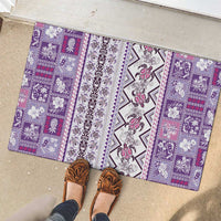 Hawaii Makahiki Turtle Rubber Doormat Violet Tapa Pattern - Polynesian Pride